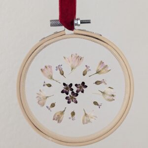 Pink pressed flowers ornament